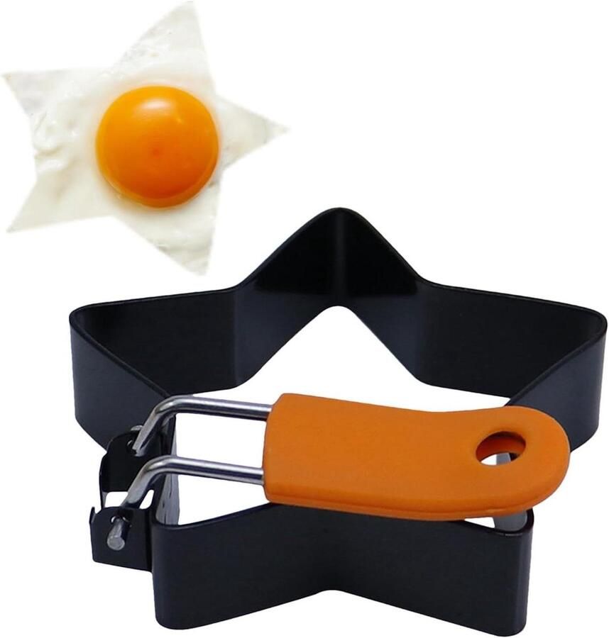 Eierring Gebakken Eieren Omeletvorm Keuken Perfecte Vormen Maken Antiaanbaklaag Siliconen Handvat 10x10x3 Centimeter Zilver