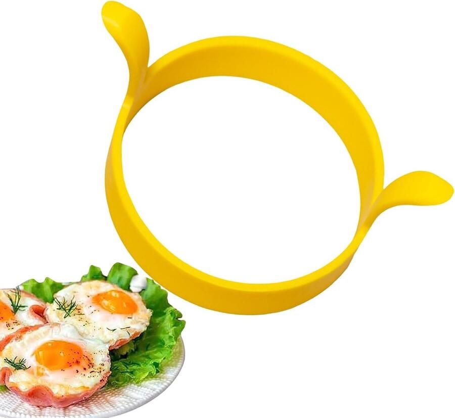 Eierring Gebakken eiervorm Ontbijt maken Hittebestendig siliconen 12 x 8 x 6 cm Geel