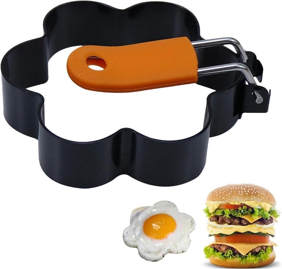 Eierring Keuken Vorm Pannenkoeken Ontbijt Maken Unieke Patronen 10x10x3 cm Bloemenpatroon