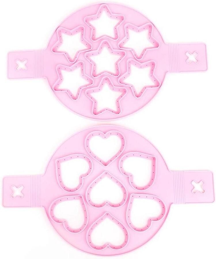 Eierring Pannenkoek Maker Keuken Accessoire Ontbijt Maken Hittebestendig Siliconen 37x22.5 cm Roze