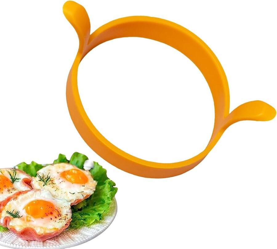 Eierring Pannenkoekenring Ontbijt Koken Niet-klevend Siliconen 12 x 8 x 6 cm Oranje