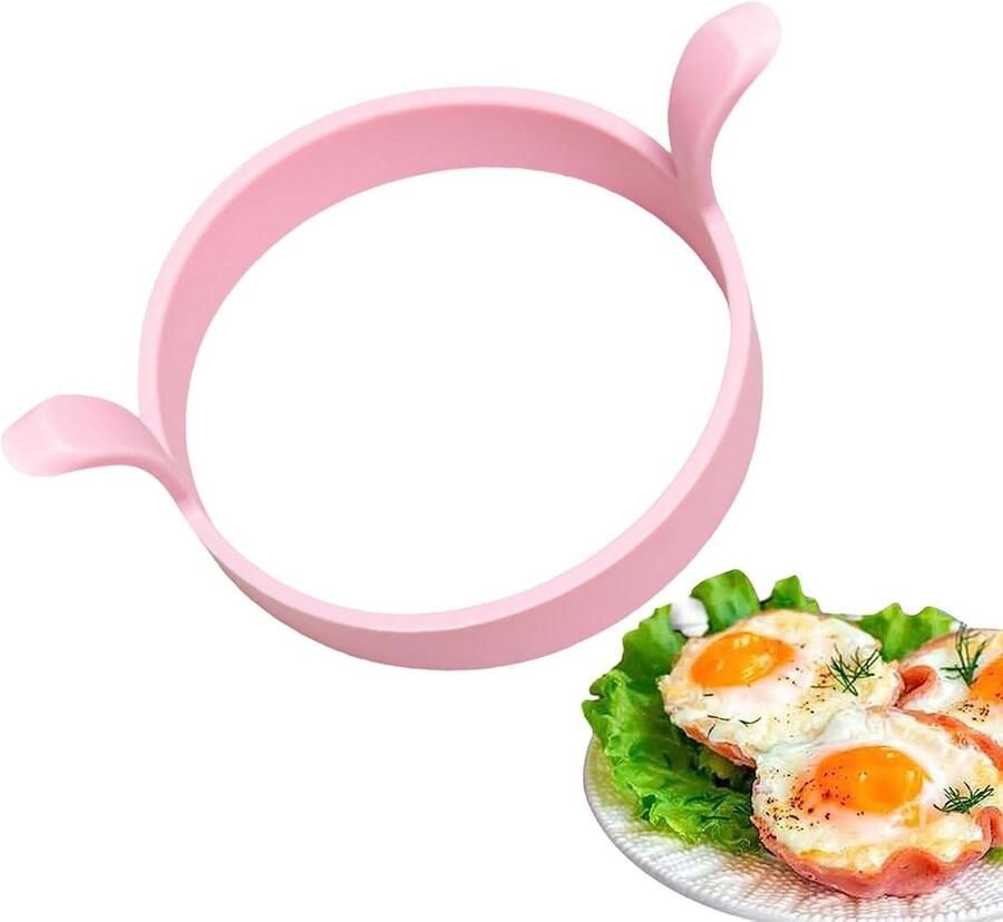 Eierring Pannenkoekvormer Ontbijt Maken Hittebestendig Siliconen 12 x 8 x 6 cm Roze