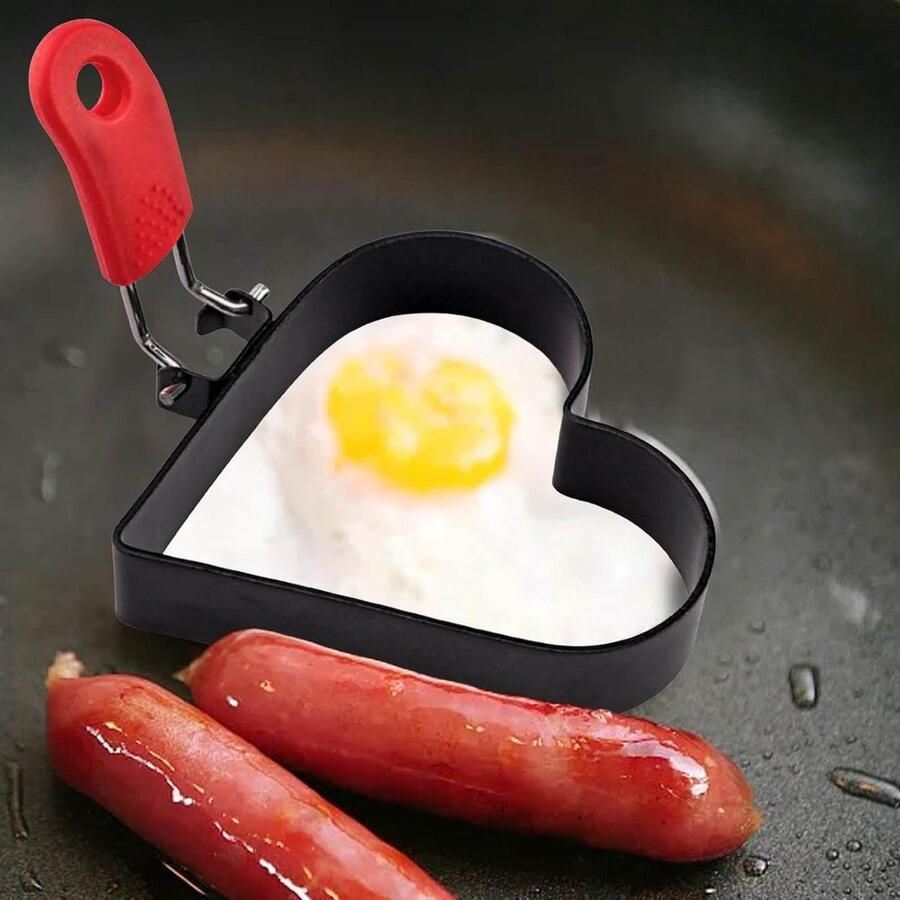 Eierring Set Omelet Vorm Ontbijt Maken Antiaanbaklaag Handvat 10cm Diameter Zilver