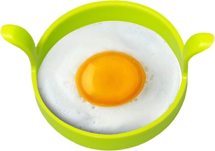 Eierring set Pannenkoekvorm Ontbijt maken Lekvrij ontwerp 12 cm breed Groen