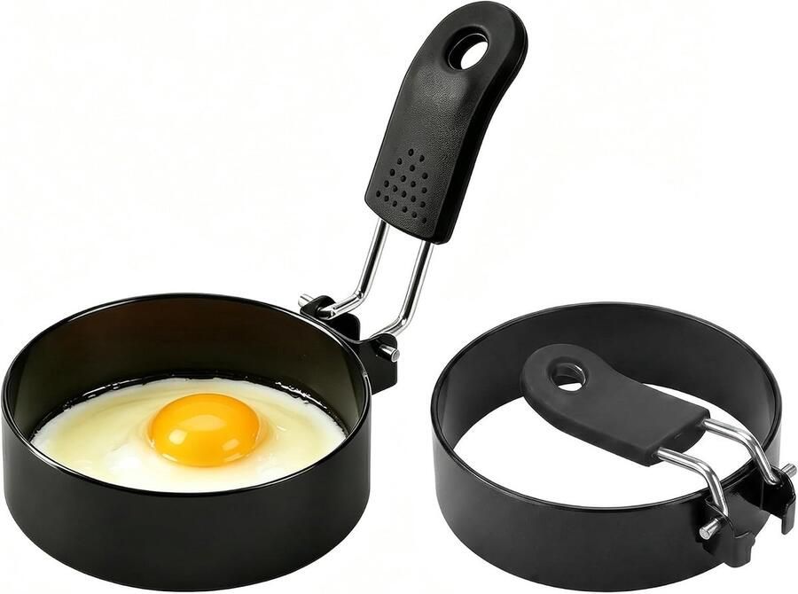 Eierring set van 2 9 cm roestvrij staal hittebestendig voor perfect ronde eieren SnelShoppen