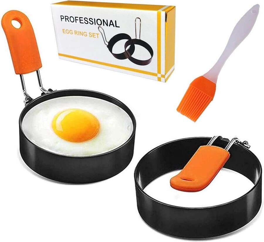 Eierring Set van 2 Roestvrijstalen Moulds voor Perfecte Spiegeleieren en Omeletten