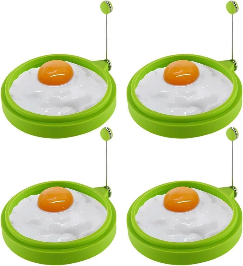 Eierkookringen Bakvormen Crumpetring Ontbijt Maken Met Handvat 10 x 10 x 1 cm Groen