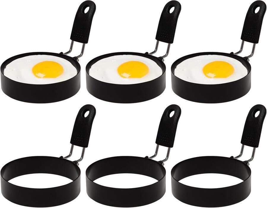 Eierringen 8 cm Ronde spiegelvorm Vouwhandvat Perfect voor gebakken eieren ShopVlot