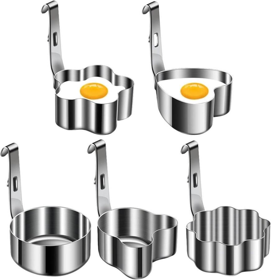 Eierringen Bakplaat Ontbijt Sandwich Vorm Ontbijt Bereiden Creatieve Vormen 10 cm Zilver