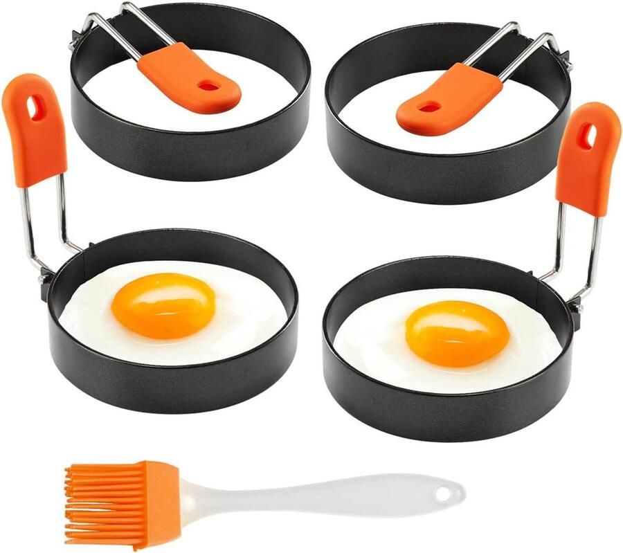 Eierringen Eivormen Koekenpan Ontbijt Maken Anti-aanbaklaag 9 cm Zwart