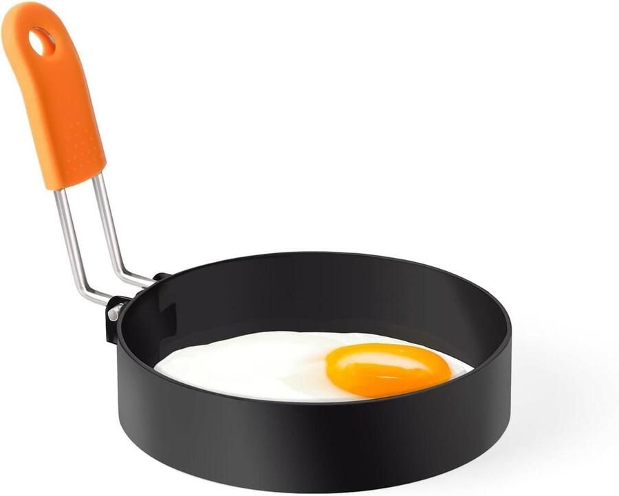 Eierringen Omeletvorm Pannenkoekring Ontbijt Bakken Hittebestendig Handvat 9 x 9 cm Zwart