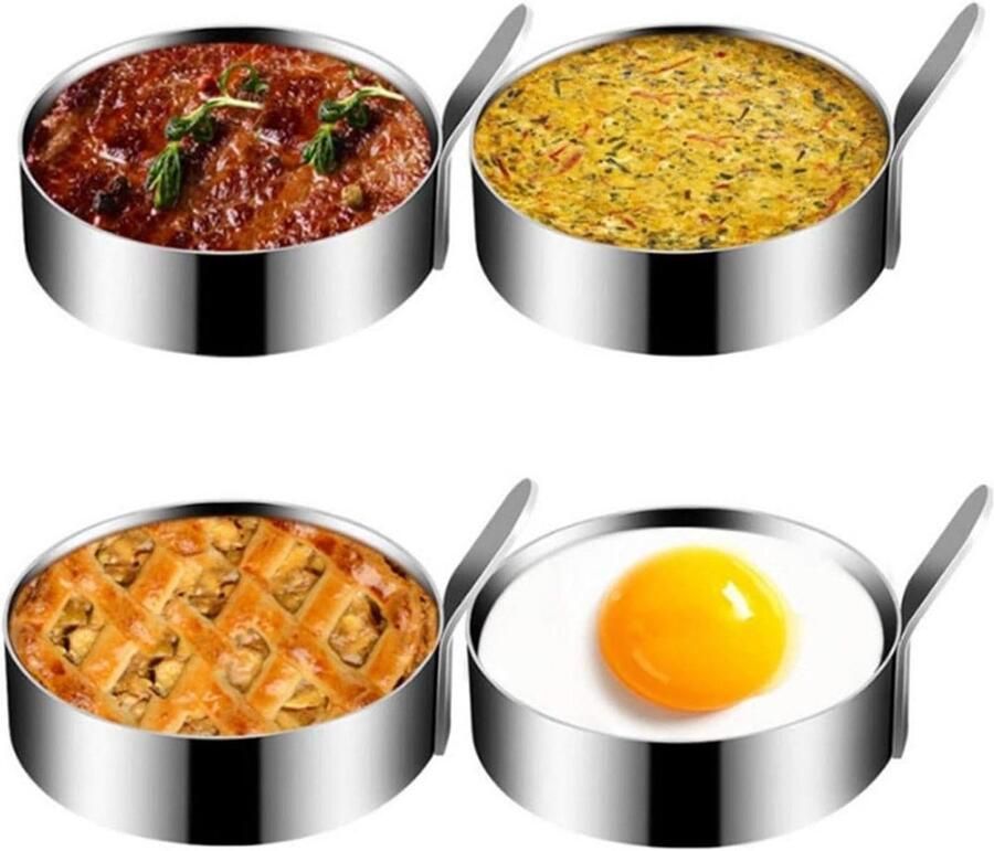 Eierringen Omeletvorm Pannenkoekring Ontbijt Maken Roestvrij Staal 7.5 cm Zilver