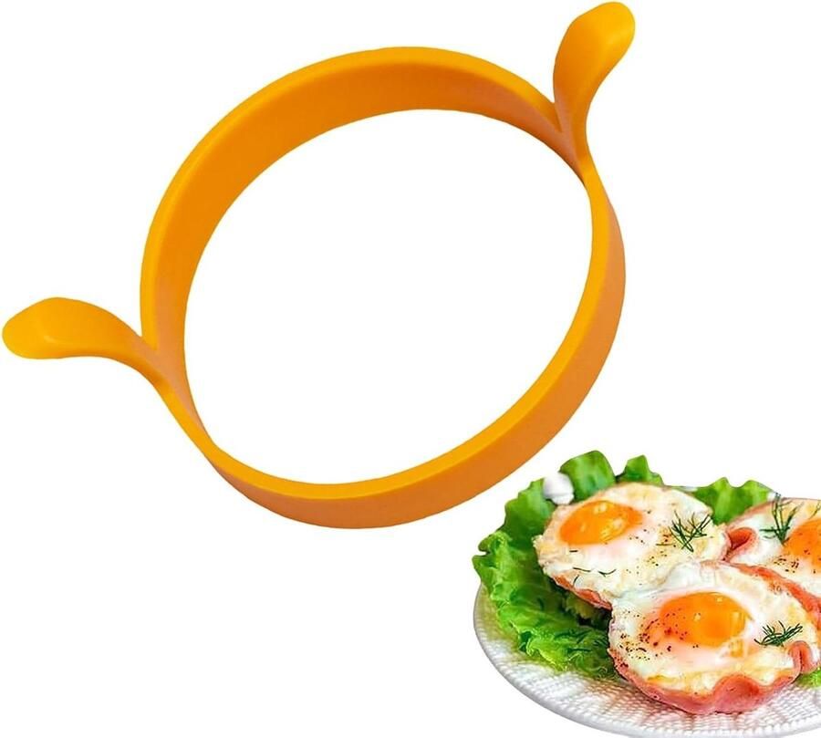 Eierring Pannenkoekenring Omeletvorm Ontbijt Koken Niet-klevend Siliconen 12 x 8 x 6 cm Oranje