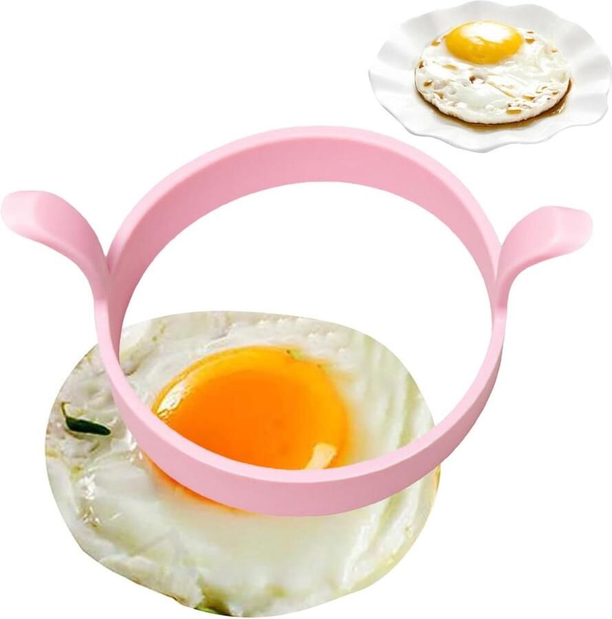Eierringen Pannenkoekvorm Ontbijt Maken Hittebestendig Siliconen 12 x 8 x 6 cm Roze