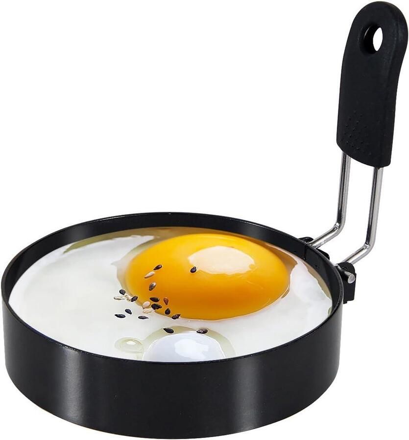 Eierringen Pannenkoekvorm Ontbijt Maken Met Handvat 35 Inch Zwart