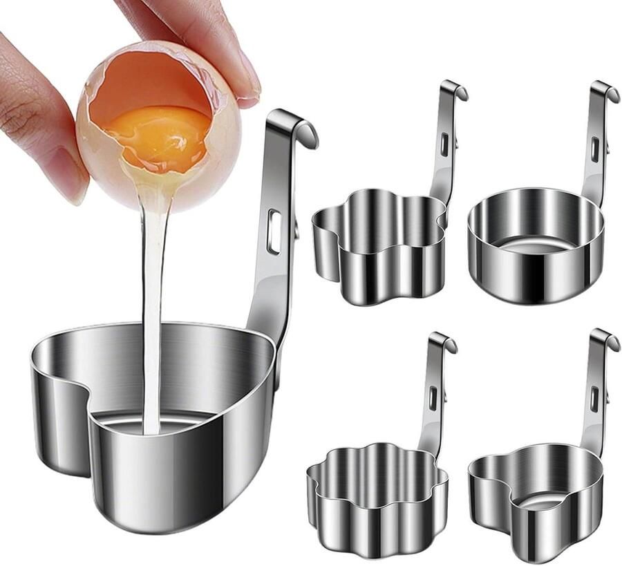 Eierringen Pannenkoekvormen Ontbijt maken Antiaanbaklaag 10 cm Zilver