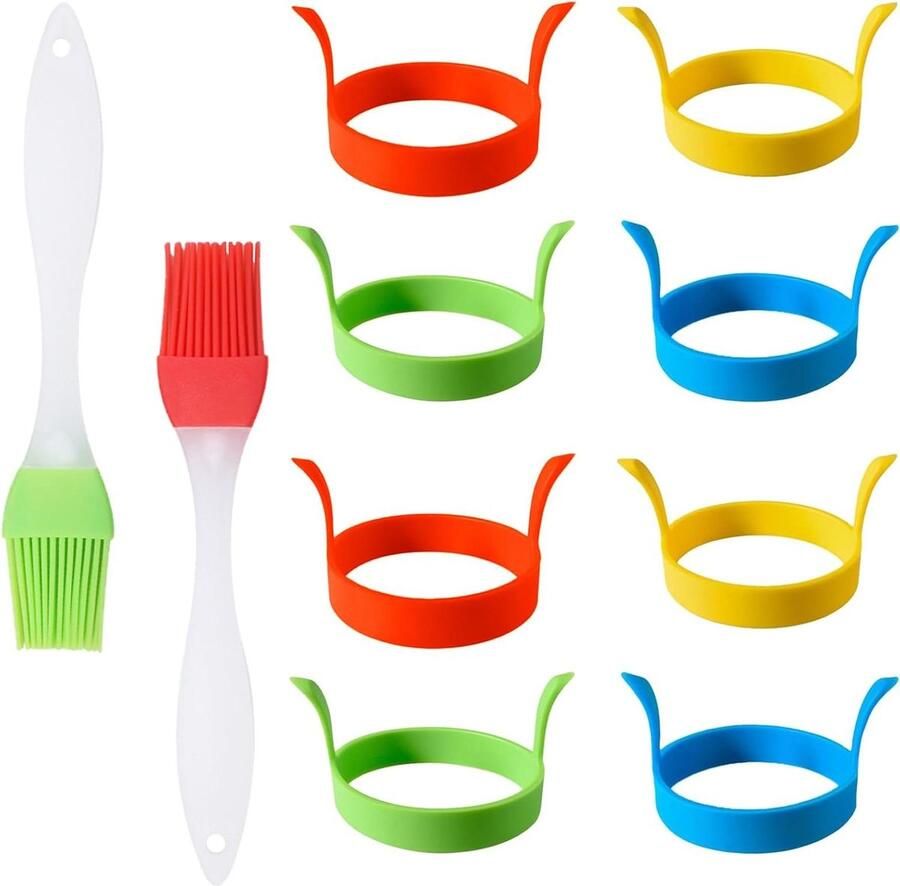 Eierringen Set Gebakken eivorm Ontbijt Maken Hittebestendig Siliconen 8 cm Diameter Rood