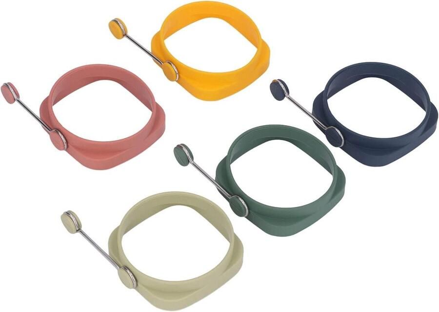 Eierringen Set Omeletvormen Ontbijt Maken Met Handvat 5 Stuks Multicolor