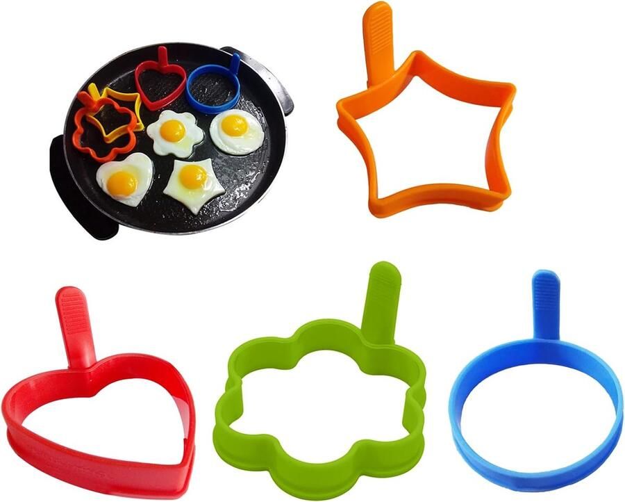 Eierringen Set Omeletvormers Gebak Ontbijt Hamburgers Antiaanbak Siliconen 10x10x7cm Niet gespecificeerd