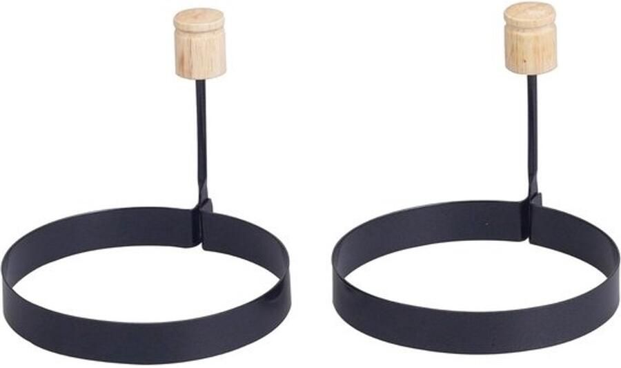 Eierringen Set Pannenkoekvorm Rond Ontbijt Maken Anti-aanbaklaag PFOA BPA Vrij 9.5 cm Diameter Zwart