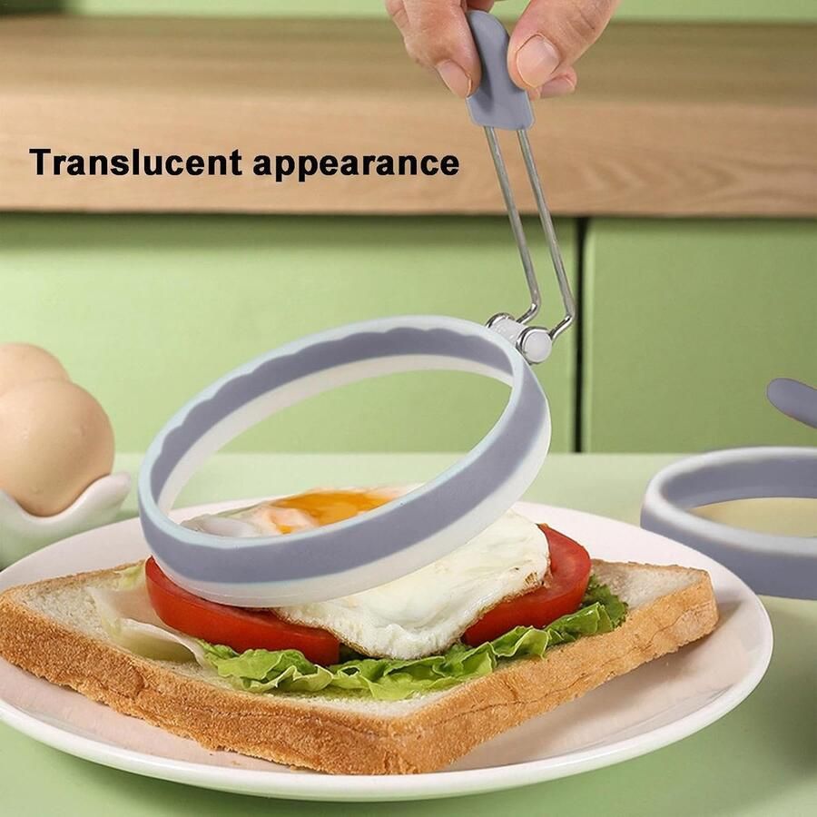 Eierringen Set Spiegelei Vorm Ontbijt Maken Anti-aanbak Koken 10.2 cm Grijs