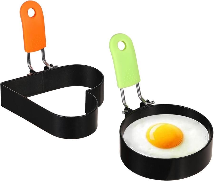 Eierringen voor bakken RVS met antischroeihandvat Voor pannenkoeken en mini burgers Makkelijk in gebruik ShopVlot