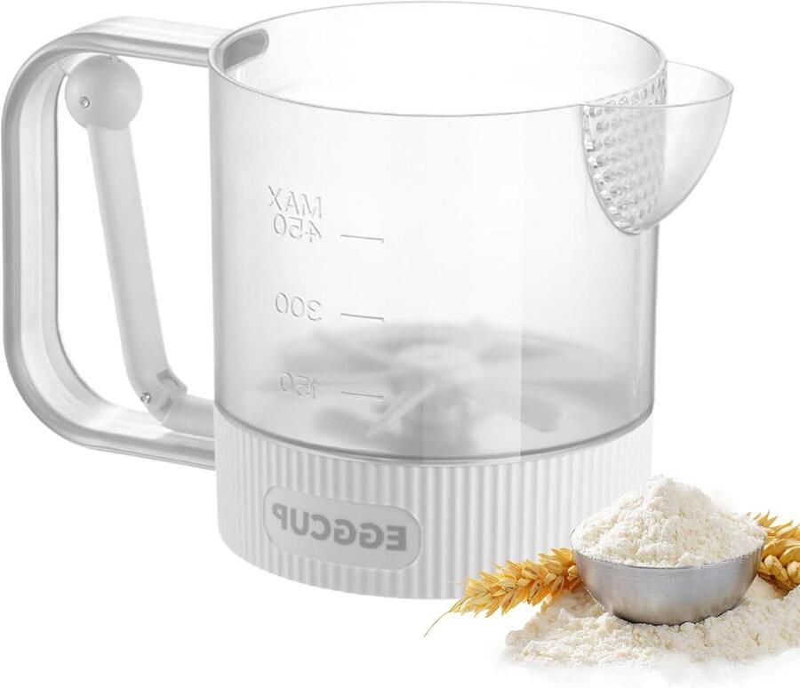 Eierroerbeker Dooier mixer Slagroomcontainer Bakken en Koken Semi-automatisch handmatig persmechanisme 18.5x10.6x11.5cm Wit