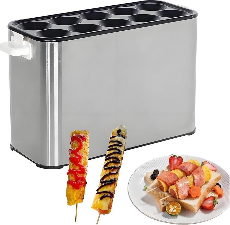 Eierrol Maker Ontbijt Machine Snelle Snacks 10 Buis Verwarming 41x22x20cm