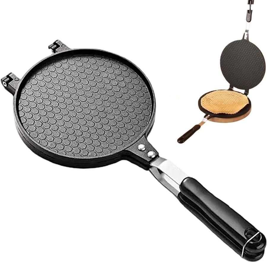 Eierrolmaker Tortillapers Wafelkegelmaker IJshoorntjes Thuis Bakken Antiaanbaklaag Gelijkmatige Warmte 16.7 cm Diameter Zwart