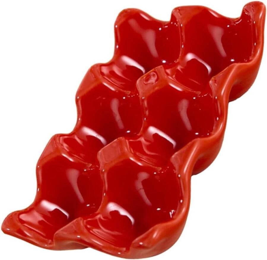 Eierschaal Houder Eierrek Keramiek Keuken Organisatie Veilige Opslag 14.5x9.5cm Rood