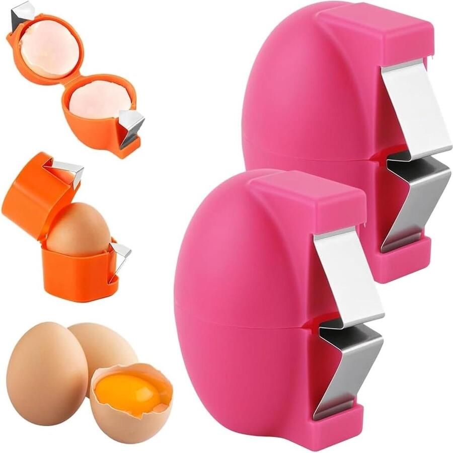 Eierschaalopener set Eierkraker gereedschap Keukenbereiding vereenvoudigen 2-delige set 15 x 5 x 5 cm Roze