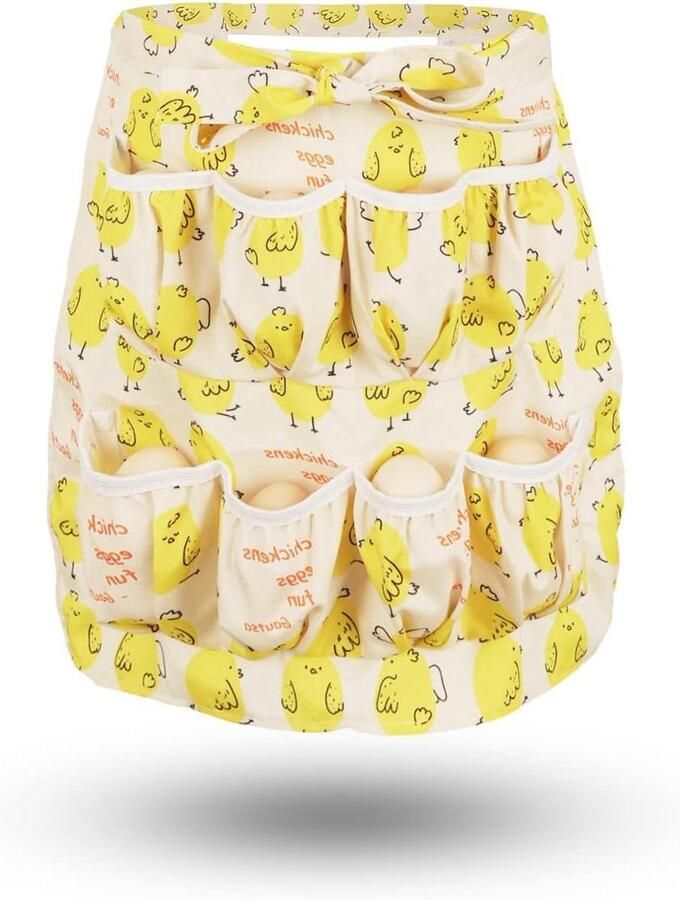 Eierschort Verzamel schort Eieren Verzamelen Diepe Zakken Unisex Wit