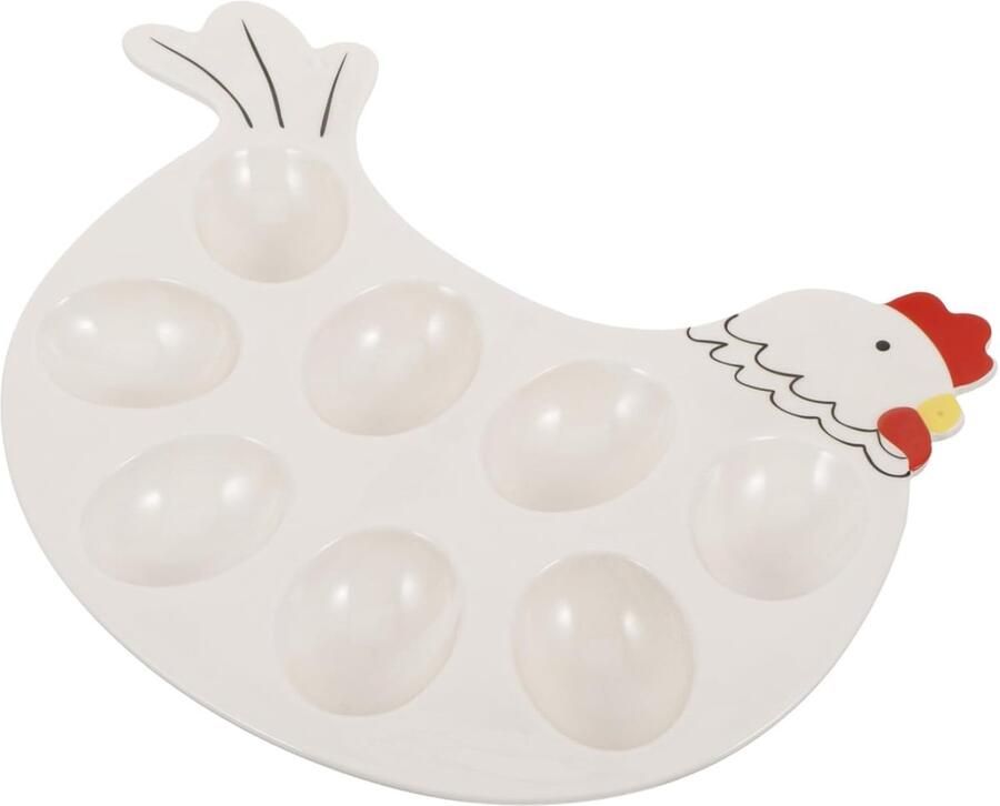 Eierschotel Paas serveerschaal Gevulde eieren presenteren Antiaanbaklaag keramiek 27.5 x 20.8 cm Zoals getoond