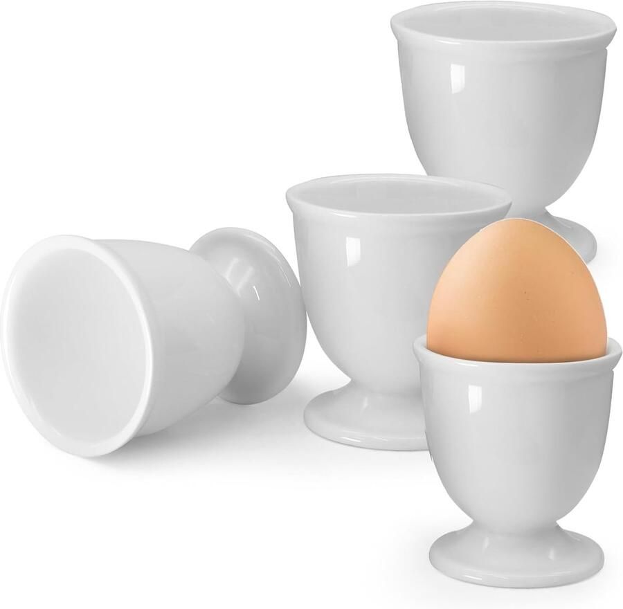 Eierstandaard Houders Eierdopjes Set Ontbijt Keuken Keramiek Materiaal 4 Stuks Wit