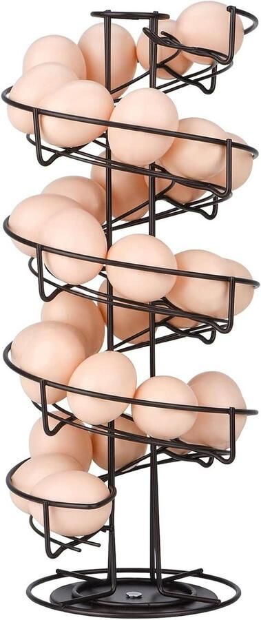 Eierstandaard Spiraal Eierhouder Keuken Eieren Bewaren 360 Graden Draaibaar 41 x 17.5 cm Bruin