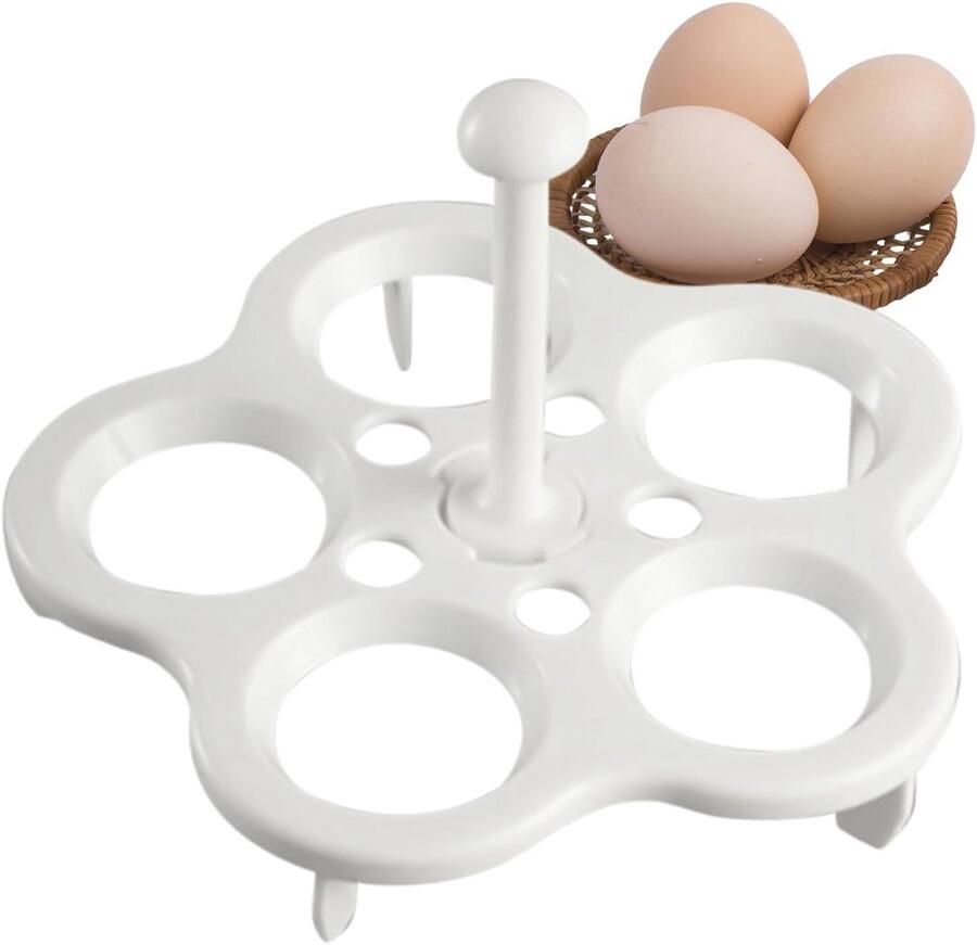 Eierstoomhouder Eierrek Kookaccessoire Gekookte Eieren Maken Kantelbestendig Ontwerp 5 gaten Wit