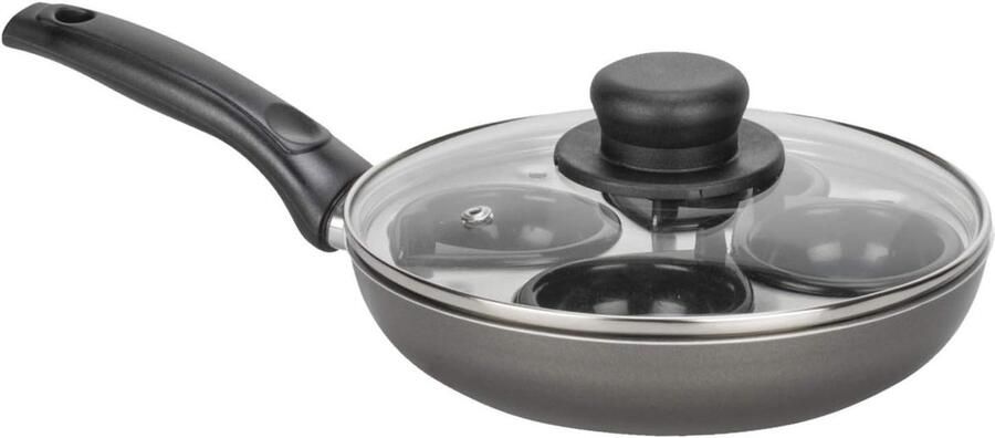 Eierstroper Pan Pocheren Pan Koekenpan Ontbijt Maken Teflon Antiaanbaklaag 22 cm Diameter Zwart