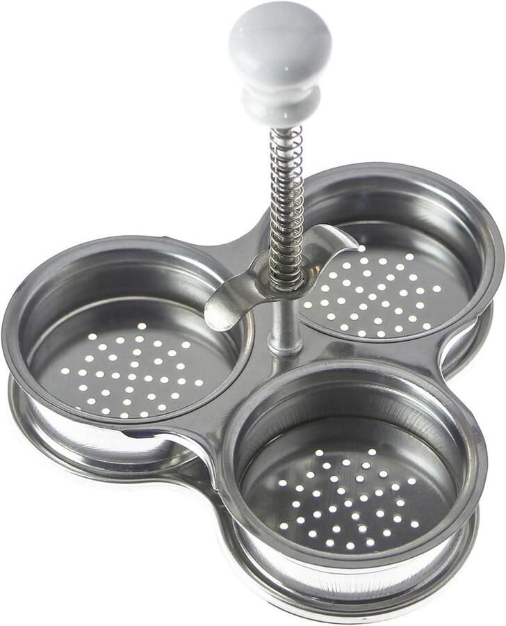 Eierstroper Rvs Ei Maker Ontbijt Koken Met 3 Kopjes Vaatwasserbestendig Zilver