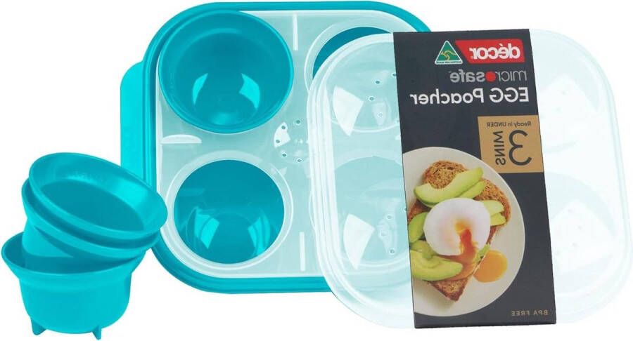 Eierstroperbekers voor 4 Eieren Food Grade Gepocheerde Eimaker Teal BPA-vrij Gemakkelijk schoon te maken
