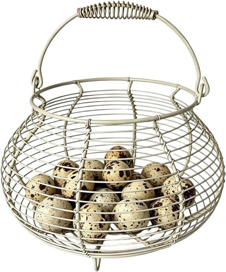Eierverzamelmand Draadmand Keuken en Bewaren Rustieke Stijl 17x22x17 cm Beige
