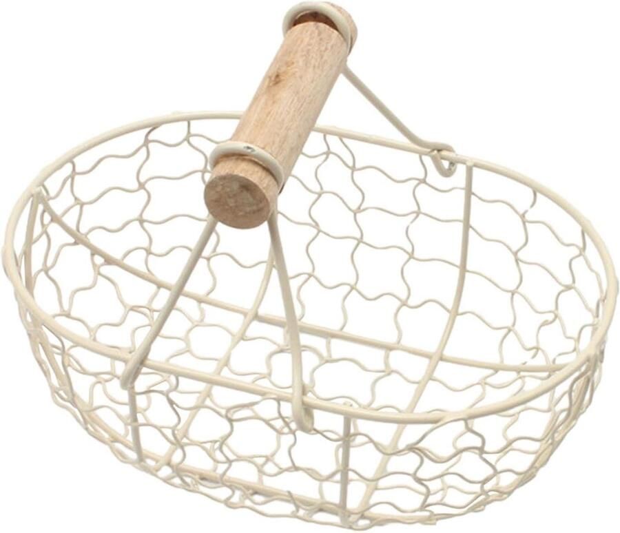 Eierverzamelmand Draagtas emmer Eieren sorteren Houten handgreep 18 x 12 cm Romig