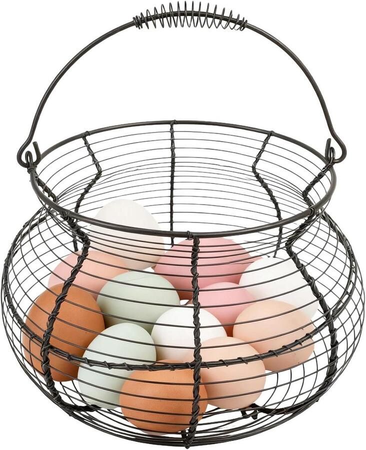 Eierverzamelmand Keukenmand Handvat Eieren Verzamelen Vintage Design 17x22x17 cm Lichte Koffie