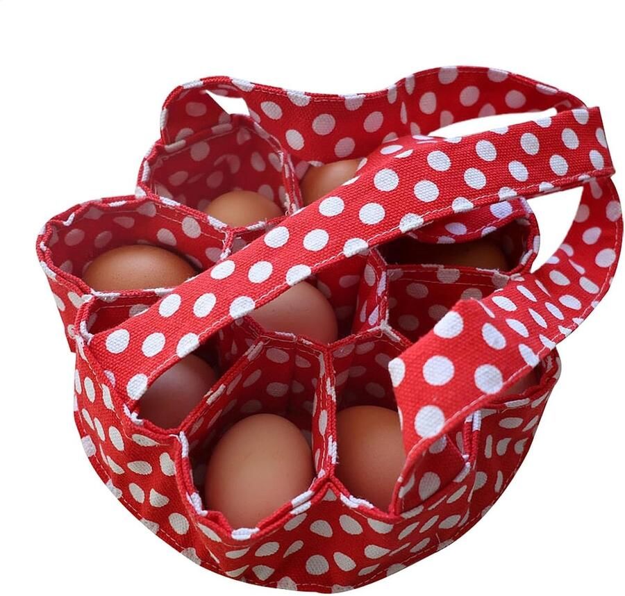 Eierverzamelmand Kip eiermand Verse eieren bewaren 9 vakken 22 x 22 cm Zwart en rood