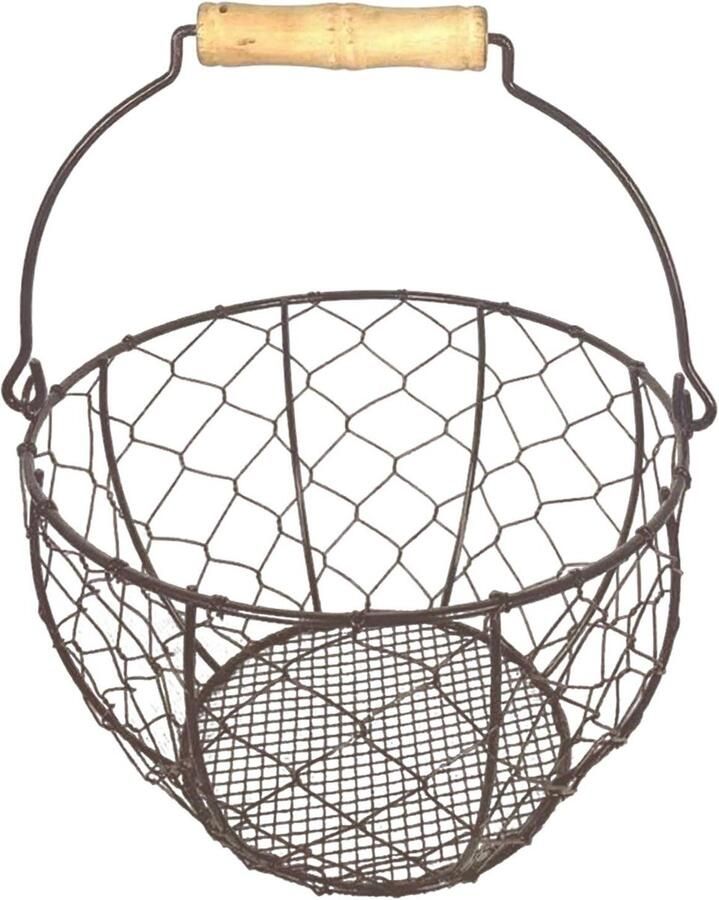 Eierverzamelmand Opbergdoos Draad Fruit en Eieren Bewaren Rustiek Design 21.3 x 17.6 cm Lichtbruin