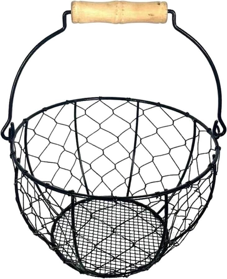 Eierverzamelmand Opbergmand Draad Keuken Organiseren Geventileerde Mesh Structuur 22B x 14H cm Zwart
