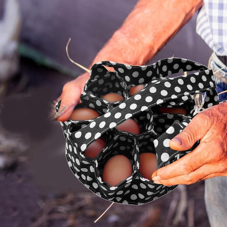 Eierverzamelmand Opbergtas Eieren Verzamelen Beschermende Vilten Onderlegger 24 cm Breed Zwart - Foto 2