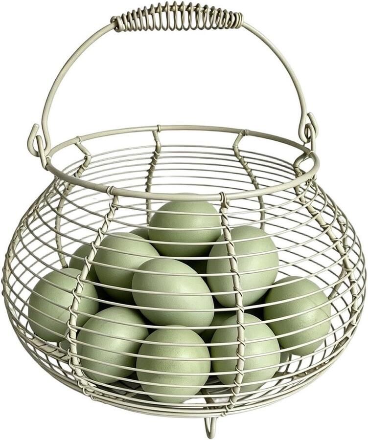 Eierverzamelmand Organizer Draadmand Keuken Organiseren Geventileerde Roosterstructuur 17D x 22W x 17H cm Beige
