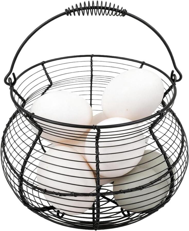 Eierverzamelmand Organizer Mand Keuken Organiseren Geventileerde Roosterstructuur 17x22x17 cm Zwart