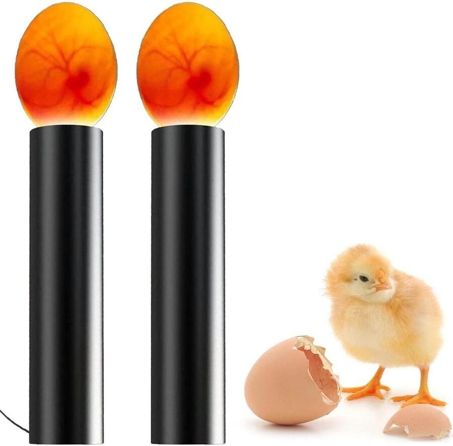 Eiervoedingslamp Eiertester LED Eieren controleren Verstelbare lichtstanden 2 stuks Zwart
