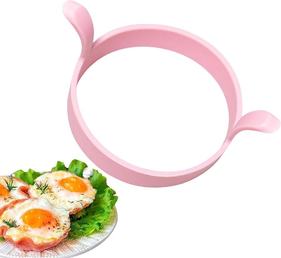 Eiervorm om te braden Ronde eierring Ontbijt bereiden Anti-aanbaklaag 12 x 8 x 6 cm Roze